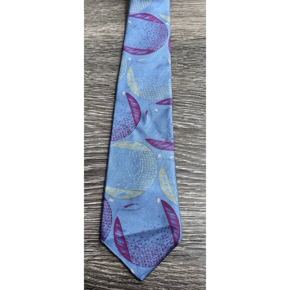 Vintage Wembley Men's Neck Tie Blue Multicolor Round Stripped Pure Silk Tie - Picture 3 of 9